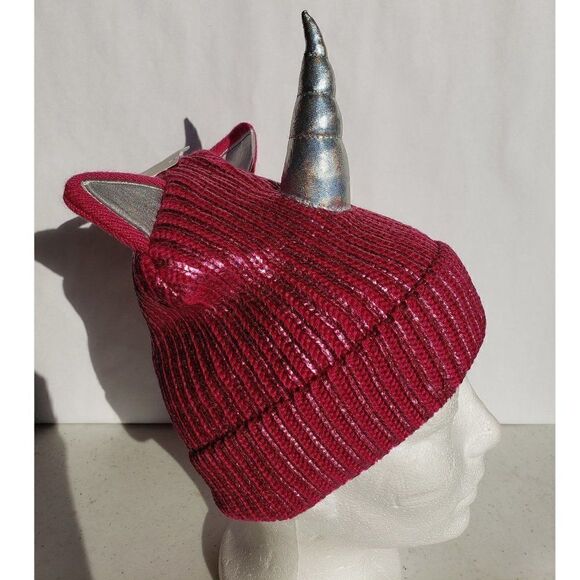 Claire's Shimmery Pink Unicorn Knit Beanie - Picture 5 of 5